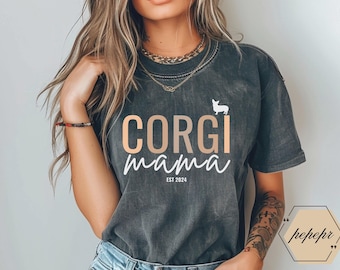 Camiseta personalizada para mamá Corgi: Camiseta unisex con colores retro y cómodos