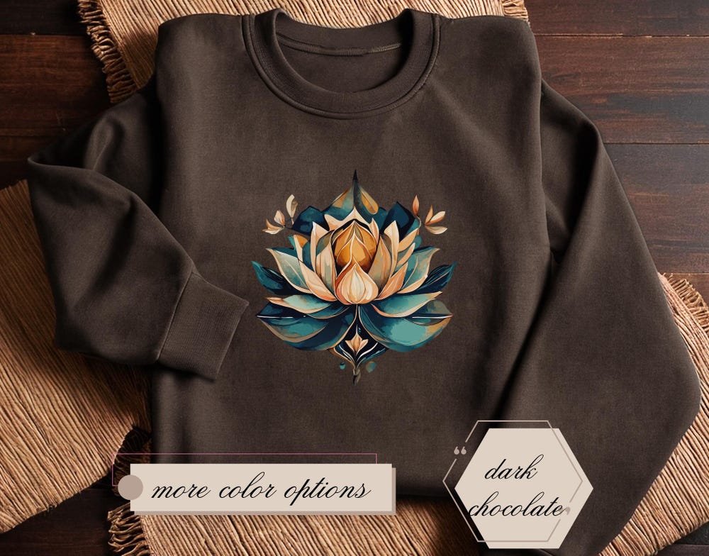 Lotus Flower Sweatshirt Gift For Yoga Lover Vintage Floral Buddhism Meditation Sweatshirt