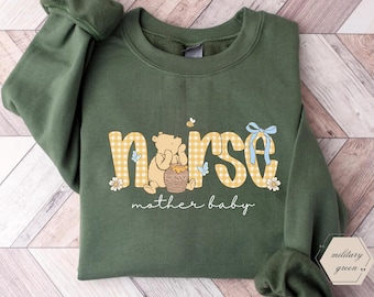 Sudadera de enfermera para madre e hijo, sudaderas de unidad de madre e hijo, cuello redondo de enfermera posparto