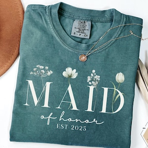 Maid of Honor Shirt, Wildflower Maid of Honor Shirt for Her, Bridesmaid Shirt, Bridal Gifts, Wedding Gift, Team Bride Matching Tshirt Gifts