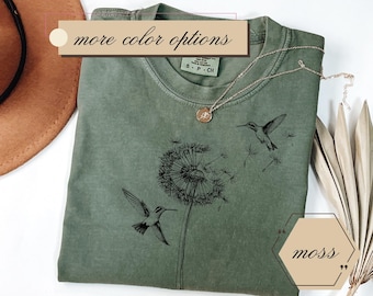Camiseta de colibrí, camiseta para amantes de los animales, camisetas de pájaros, camiseta para amantes de las aves, camiseta de flores de pájaros de primavera, camiseta para amantes de la naturaleza, lindo regalo para mujer