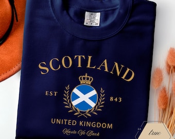 Skottland T-shirt, Storbritannien T-shirt, Rundkrage Skottland, Matchande presenter Familjeresa, Edinburgh Souvenir, Skottland Present till Skotsk Älskare