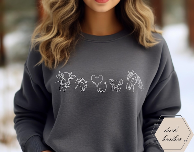 Sweatshirt dierenarts dierenarts, ronde hals dierenarts, cadeau dier arts, cadeau dierenarts, cadeau dierenarts receptioniste, sweatshirt diergeneeskunde afbeelding 2