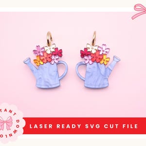 Pendientes florales de primavera SVG, archivo de corte láser para regadera