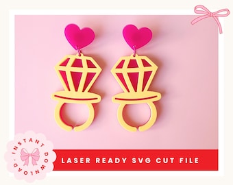 90s Candy Ring Earrings SVG | Retro Nostalgic Laser Cut File