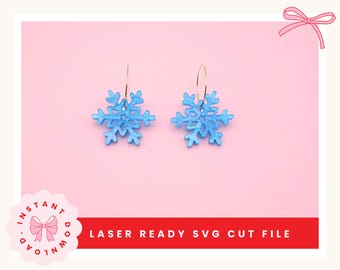 Schneeflocken-Ohrringe SVG, Winterliche Feiertags-Laserschnittdatei