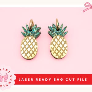 Pineapple Earrings SVG | Tropical Summer Fruit Laser Cut File