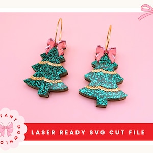 Christmas Tree Earrings SVG | Holiday Earrings Laser Cut File | Glowforge xTool Ready