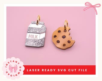 Milk and Cookies Earrings Laser Cut File | Christmas Santa Treats SVG | Glowforge Ready