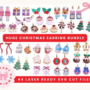 SVG-Bundle mit Weihnachtsohrringen, 44 winterliche Laserschnittdateien (Digitaler Download)