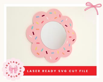 Confetti Mirror Laser Cut File, Floral Mirror SVG, Dopamine Wall Art Design