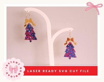 Pendientes de árbol de Navidad con lazo SVG