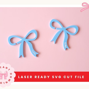 Ciondolo in vetro con fiocco SVG / Ciondolo per vino Coquette File tagliato al laser