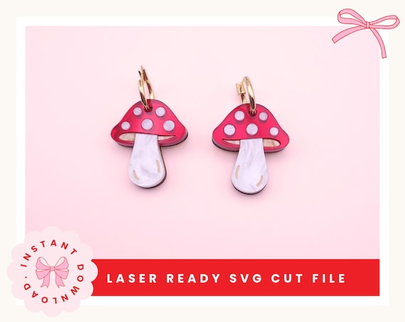 Mushroom Earrings Laser Cut File, Cottagecore SVG