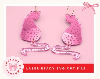 Leopard Earrings SVG, Animal Jewelry Laser Cut File