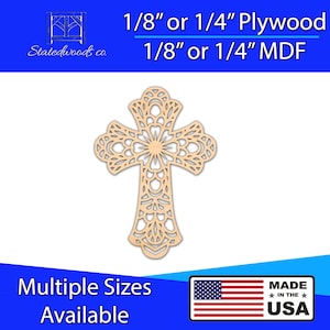 Cross Shape Cutout | Unfinished Plywood or MDF | Laser Cut Shape | 1/8&quot; to 1/4&quot; thick DIY, Arts and Craft