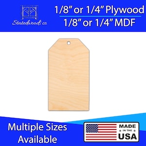 Gift Tag Shape Cutout | Unfinished Plywood or MDF | Laser Cut Shape | 1/8&quot; to 1/4&quot; thick DIY, Arts and Craft