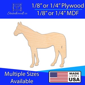Horse Stallion Silhouette Animal Cutout | Unfinished Plywood or MDF Craft Laser Cut Shape | 1/8&quot; to 1/4&quot; thick and 2&quot; to 46&quot;