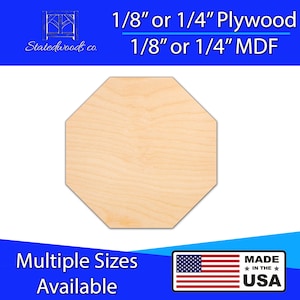 Octagon Shape Cutout | Unfinished Plywood or MDF  Laser Cut Shape | 1/8&quot; to 1/4&quot; thick DIY, Arts and Craft