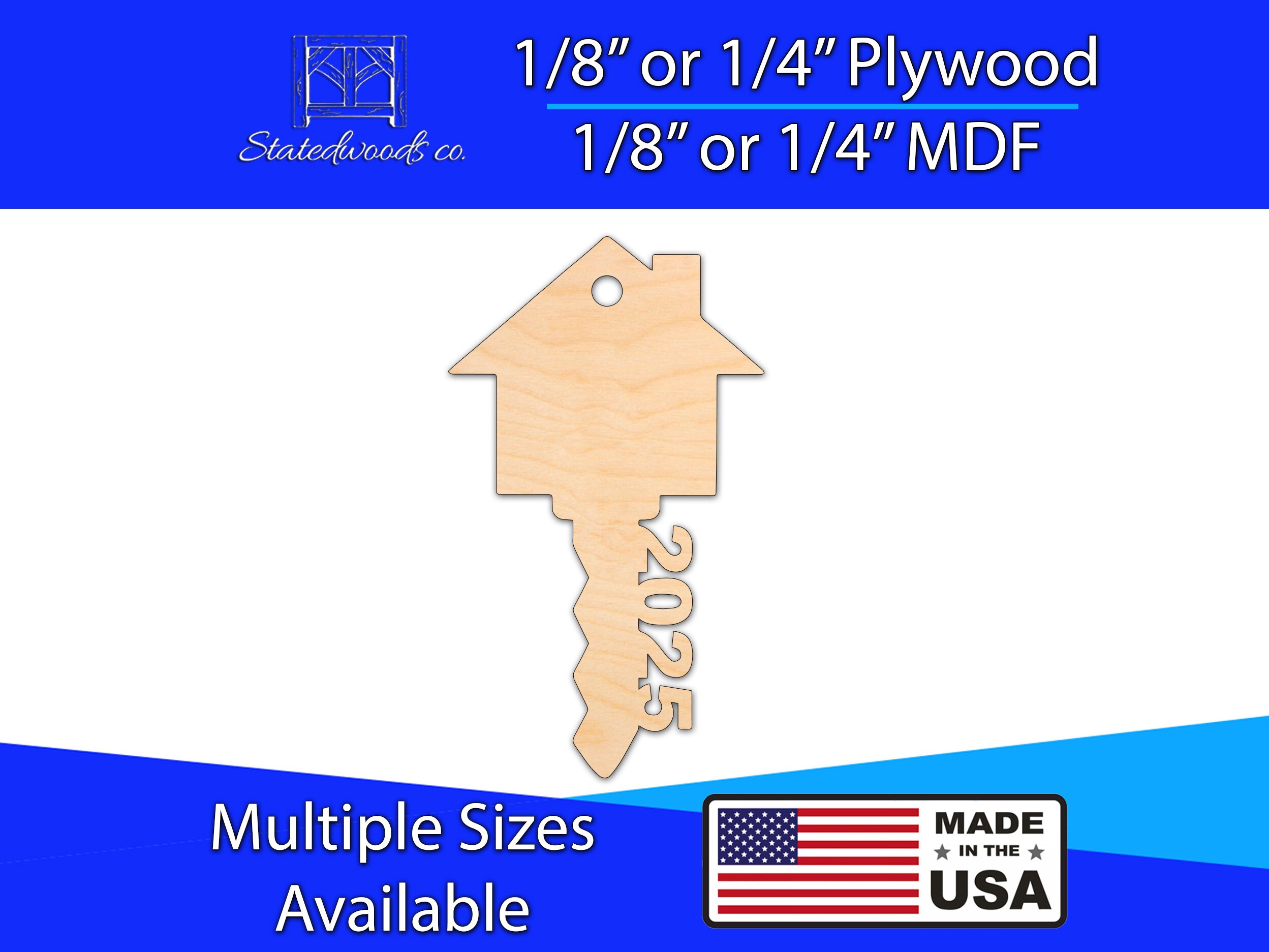 Realtor House Key 2025 Cutout | Unfinished Plywood or MDF Laser Cut ...