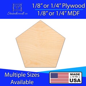 Pentagon Shape Cutout | Unfinished Plywood or MDF  Laser Cut Shape | 1/8&quot; to 1/4&quot; thick DIY, Arts and Craft