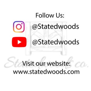 May include: White background with text and social media icons. The text reads "Follow Us: @Statedwoods" and "Visit our website: www.statedwoods.com". Instagram and YouTube icons are also present.