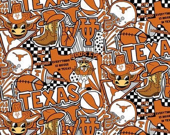 University of Texas Licensed Fabric by Sykel Enterprises (Pattern TX-1165) Sold by the Half Yard