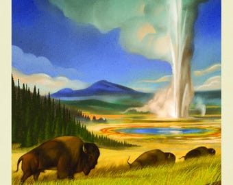 Yellowstone National Park Panel by Riley Blake Designs (PD16136) Sold by the Panel