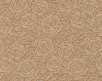 Leather, Lace and Amazing Grace by Cathe Holden for Moda Tan Tooled Leather Look Sold by the Half Yard