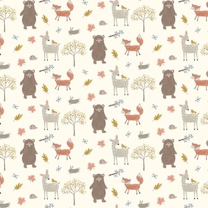 Woodland Creatures  Designer Flannels by Riley Blake Designs Woodland Animals (F16023 CREAM) Sold by the Half Yard