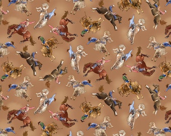 Yellowstone Fabric Bronc Rider Toss by Benartex (14481-72) Sold by the Half Yard