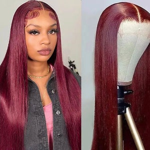 ARS Wigs  Colored 99J Wigs Human Hair Lace Front Wigs 13 4 HD Transparent Lace Frontal