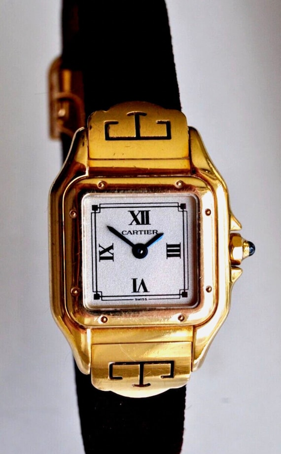 Vtg. Rare Cartier Deco Panthere 18K ladies 1070 2 