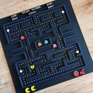 Door PacMan geïnspireerde kaartgravure SVG, DXF, AI, Lightburn Digitaal project Digitaal bestand