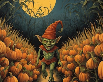 Pumpkin Goblin Printable Wall Art Bundle of 10 for Halloween