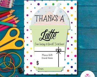 Thanks a Latte Teacher-cadeaukaarthouder (digitale download)