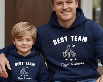 Vader en zoon in bijpassende outfits, gepersonaliseerd T-shirt voor vader en zoon, vader en zoon sport voetbal, zoon, Vaderdagcadeau, T-shirt voor vader en zoon