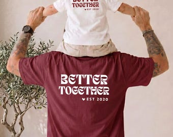 Koszulka "Better Together Dad" w wersji mini, koszulka "Mama Mini", pasująca do siebie koszulka dla mamy, taty i dziecka, spersonalizowana, pasująca do rodziny, koszulka "Tata Mini"