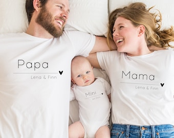 Mama Papa Mini camiseta de bebé personalizada, traje a juego para el año est familiar, suéter para padres, bebé, niño pequeño, suéteres a juego