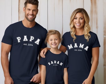 Mama Papa Mini Baby T-shirt personalizzata, abito coordinato per la famiglia Est Year, maglione per genitori, neonato, bambino, maglioni coordinati