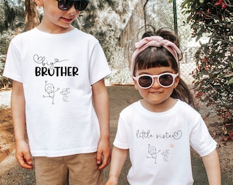 Abito coordinato tra fratelli, top abbinati fratello sorella, t-shirt fratello sorella, regalo per bambini, look da fratello, abito per bambini