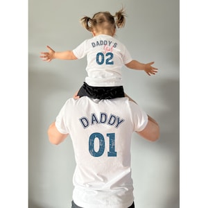 Dad daughter matching outfits, personalized t-shirt father and son / daughter, daddy girl, daddys boy, back print, gift Father's Day