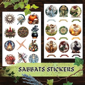 21 Sabbat planner printable stickers, Wheel of the year pagan sabbat set, book of shadows journal, wiccan home decor, gift for a witchy