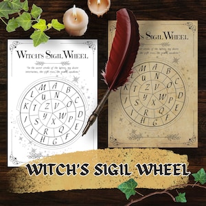Witch sigil wheel, sigil magic and worksheet, printable grimoire pages, altar supplies, witchcraft basic, wicca altar, spell ritual template