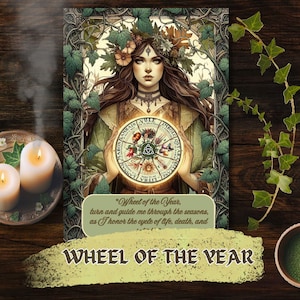 Wheel of the year pagan print, Sabbats calendar printable, grimoire PDF pages, gift for a forest witch, magical wheel art, witch supplies