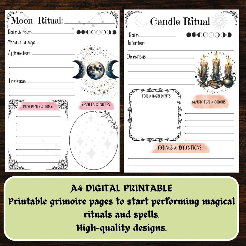 Grimoire Page Templates, Digital Spellbook, Witch Kit for Beginners ...