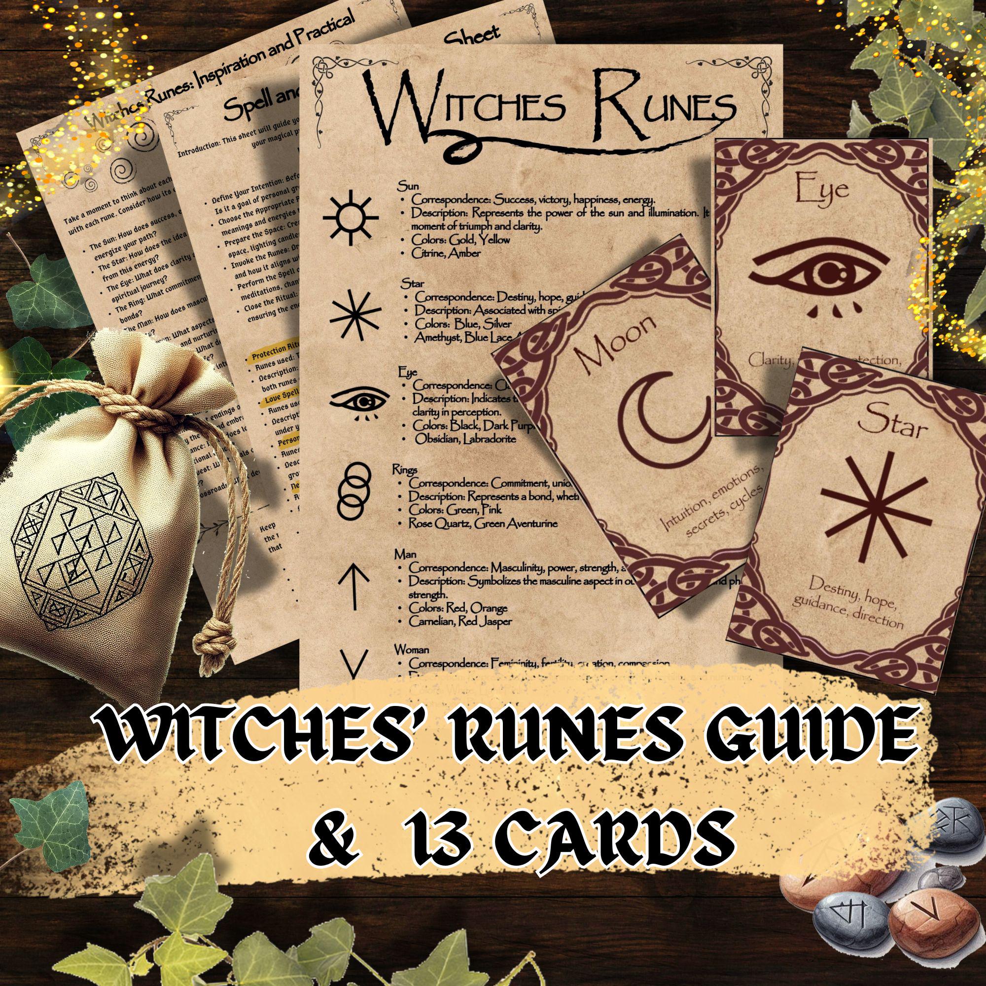 Witches Runes Printable Guide, 13 Downloadable Wiccan Rune