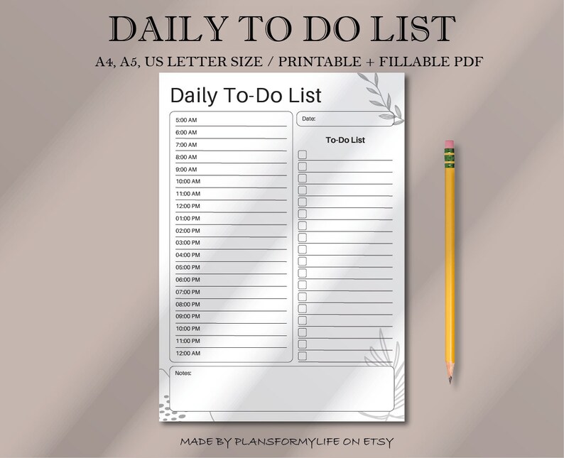 Daily to Do List Printable, Daily Task List Template PDF, Daily ...