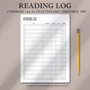Registro de lectura imprimible, Rastreador de lectura, Registro de lectura, Libros para leer, Libros que he leído, Registro de libros, Tamaño carta A4/A5/EE. UU., Descarga instantánea de PDF