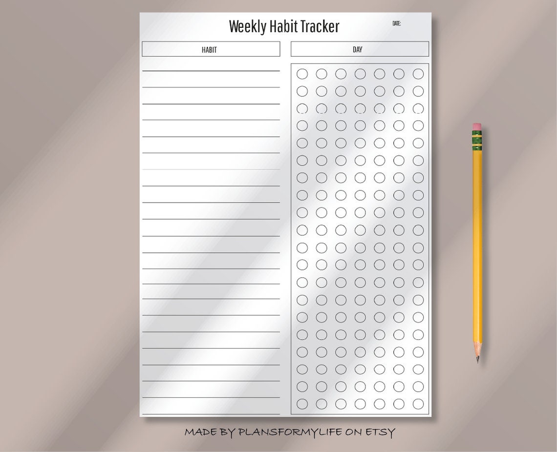 Weekly Habit Tracker Printable Habit Trackerhabit Tracker - Etsy